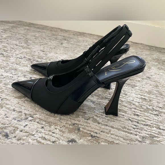 Sam Edelman Odette Cap Toe Slingback Pump Size 10.5 Black Pointed - Picture 10 of 11